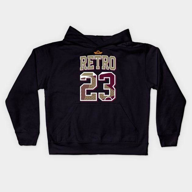 23 Retro Black Olive Kids Hoodie by funandgames